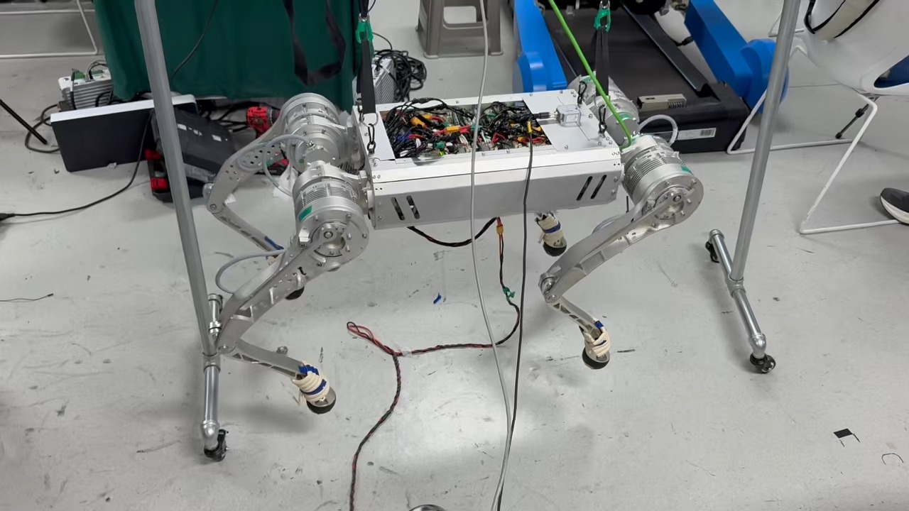 Quadruped in a laboratory data collection setup